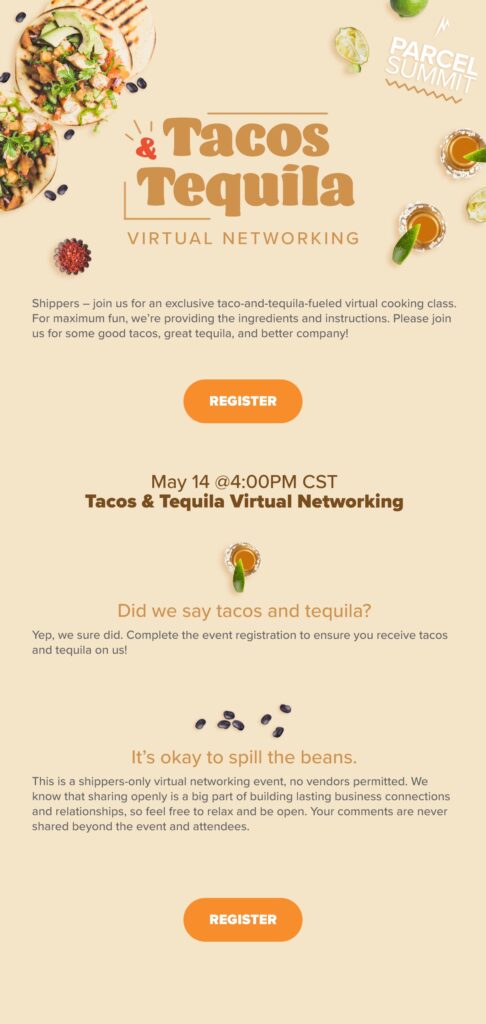 'Tacos & Tequila', a virtual party email invitation designed by Cam Elliott